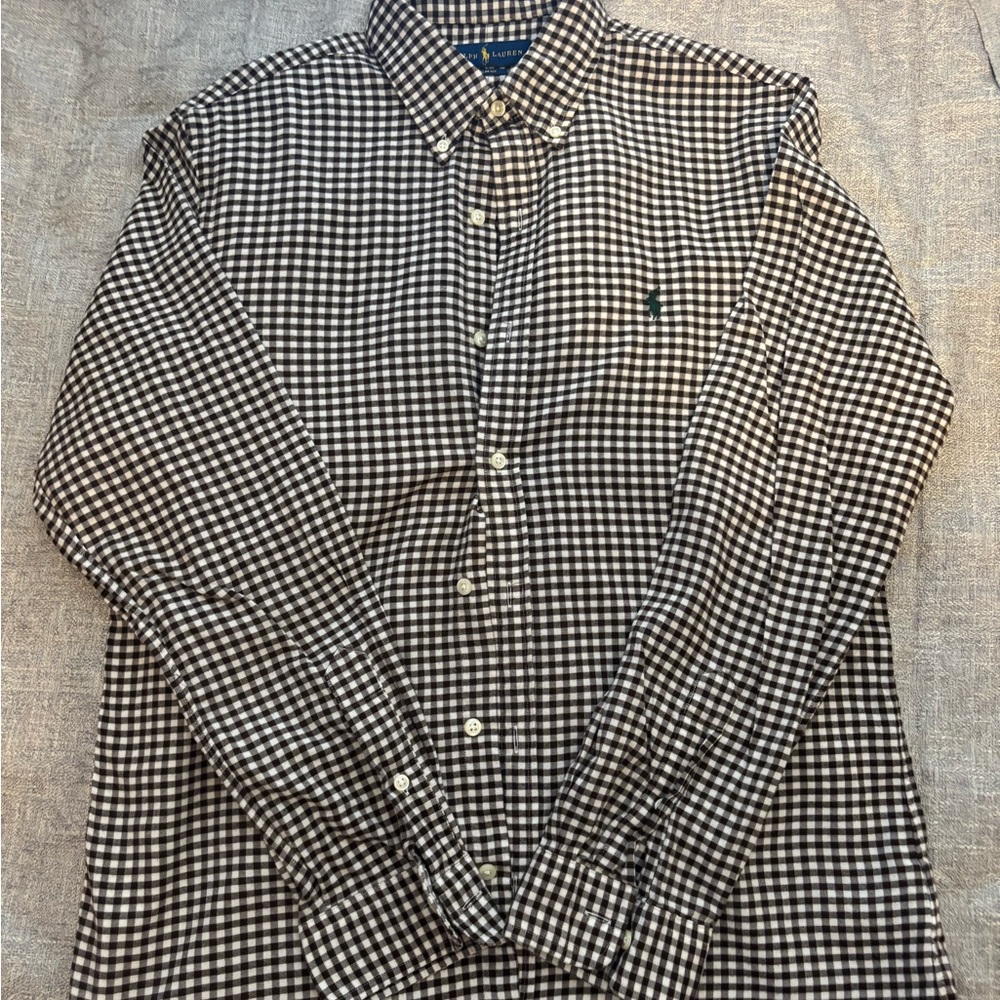 Ralph Lauren Brown and White Checkered Shirt